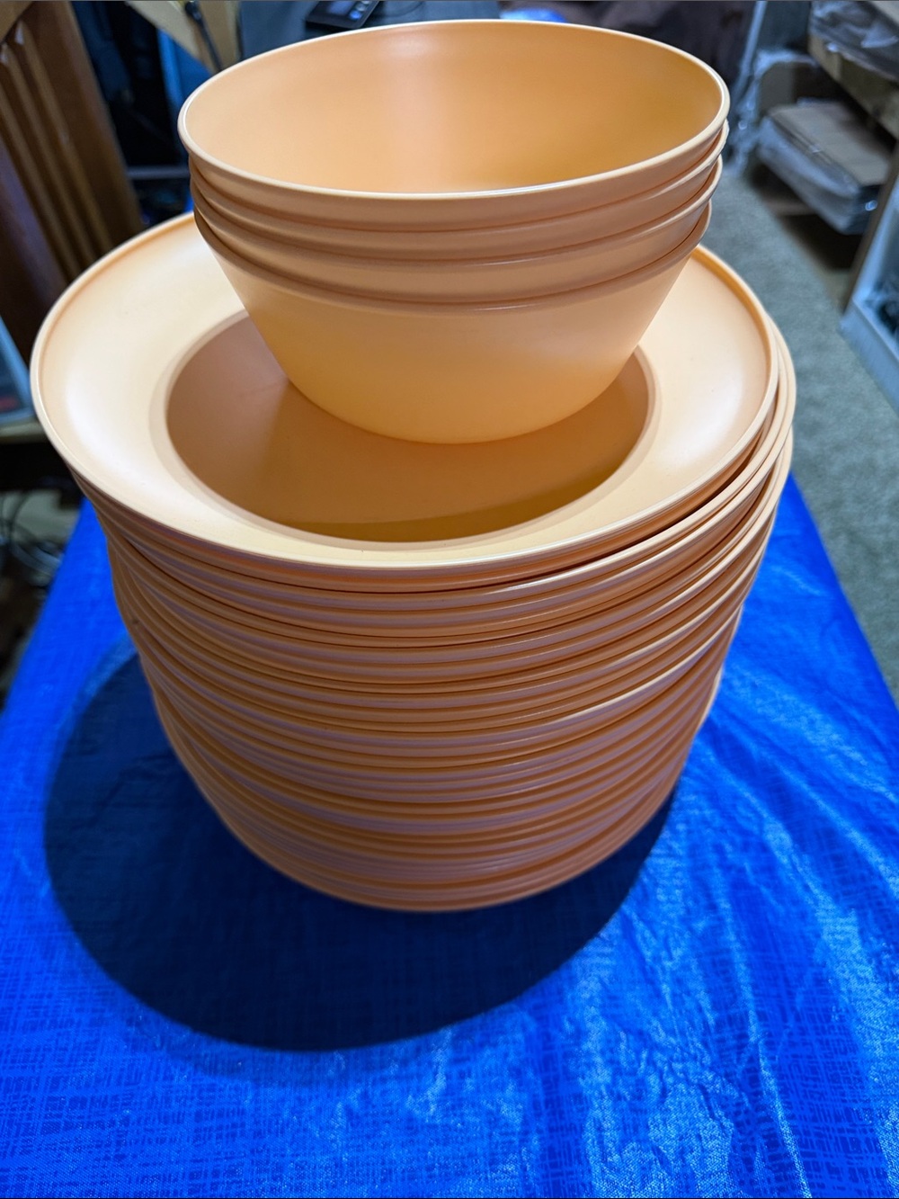 Peach Orange Melamine Bowl and Plate Set - Durable Home Dining Dinnerware